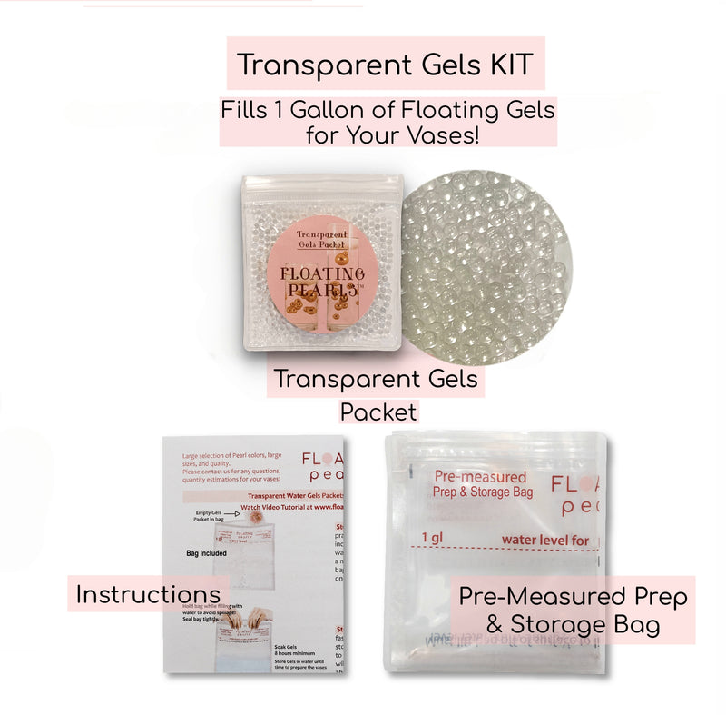 Transparent Water Gels Premeasured Kits-Each 1 Pkt Fills 1 GL of Gels for Floating Your Vase Decorations-No Guessing! Best Results-Not Including Pearls