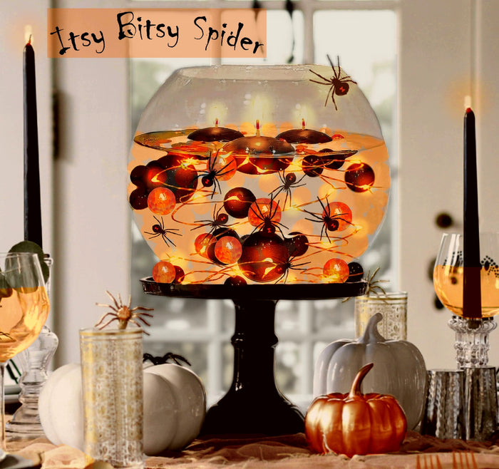 70 Floating Spiders and Orange & Black Round Gels Effects- Fills 1 Gallon for Your Vases- With Options of 6 Floating Eyeballs