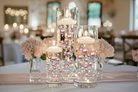120 perles "flottantes" roses et blanches avec des accents de pierres précieuses étincelantes - Décorations de vase sans trou et tailles assorties et dispersions de table