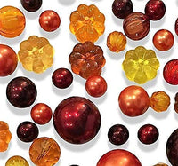 50 Floating Fall Thanksgiving Pumpkins Leaves & Pearls- With Transparent Water Gels Fills 1 Gallon for Your Vases- Option 3 Submersible LED Fairy Lights Strings with Hidable and Submersible Battery