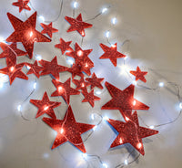 Floating Red Stars-Sparkling Large Sizes-Fills 1 Gallon for Your Vases-Option 3 Submersible LED Fairy Lights Strings with Hidable and Submersible Battery