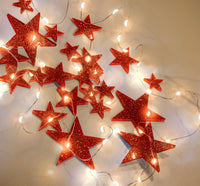 Floating Red Stars-Sparkling Large Sizes-Fills 1 Gallon for Your Vases-Option 3 Submersible LED Fairy Lights Strings with Hidable and Submersible Battery