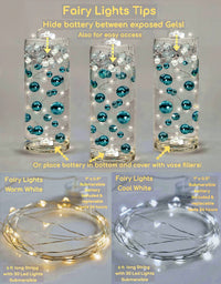 60 Floating Pink Baby Shower Pacifiers, Safety Pins, Vintage Lace Umbrella- Fills 1 Gallon of Floating Gels for Your Vases- Including the Transparent Gels For the Floating Effect- With Measured Prep Bag- Option 3 Submersible Fairy Lights Strings