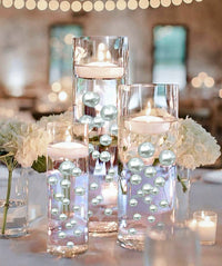 75 Floating White Pearls Large Sizes- Option of 3 Submersible Fairy Lights Strings Hidable Submersible Batteries- Fills 1 Gallon for Your Vases