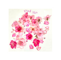 60 Floating Pink Cherry Blossoms Flowers, Matching Pebbles, and Pearls- Fills 1 Gallon of the Transparent Water Gels for your Vases- With Measured Prep Bag- Option of 3 Submersible Fairy Lights Strings