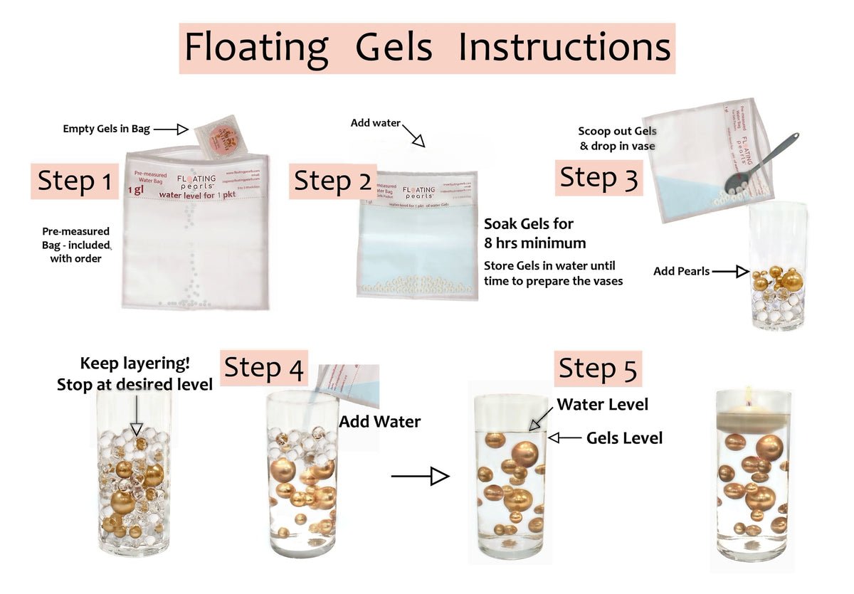 75 Floating White Pearls Large Sizes- Option of 3 Submersible Fairy Lights Strings Hidable Submersible Batteries- Fills 1 Gallon for Your Vases