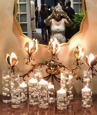 75 Floating White Pearls Large Sizes- Option of 3 Submersible Fairy Lights Strings Hidable Submersible Batteries- Fills 1 Gallon for Your Vases
