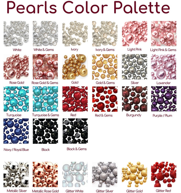 Up To 75pc Floating Custom/Sample Pack- Choose your Colors of Pearls, Gems, and Sizes- Fills 1 gallon for Your Vases- Includes Floating Transparent Gels with Measured Prep Bag