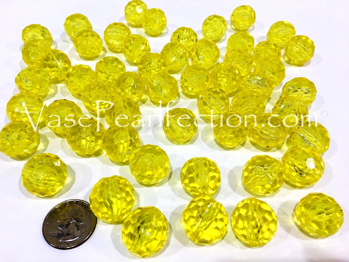 Gemmes rondes scintillantes jaune vif - décorations de vase et dispersion de table